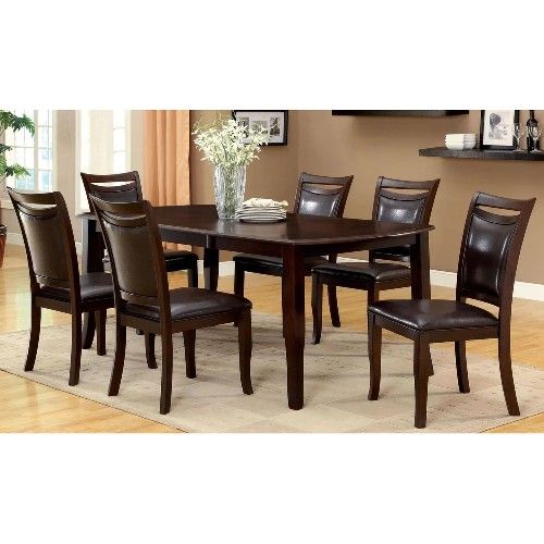 Furniture of America Woodside Dining Table + 6 Chairs - Dark Cherry