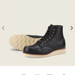 SIZE 8 RED WING CLASSIC MOC BLACK WATERPROOF LEATHER SOFT TOE BOOTS BRAND NEW 