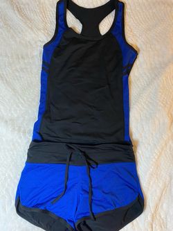 Black & Royal Blue 2-Piece Workout Set Size S/M