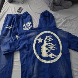 Blue Hellstar hoodie and sweats set