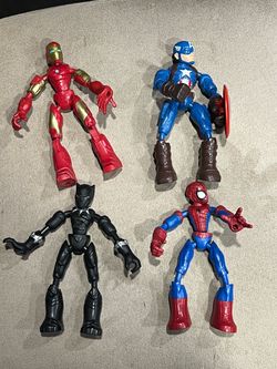 Marvel Avengers Figures - Iron Man, Captain America, Spiderman, Black Panther
