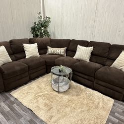 Large Brown Power Reclining Sectional Couch - Delivery Available