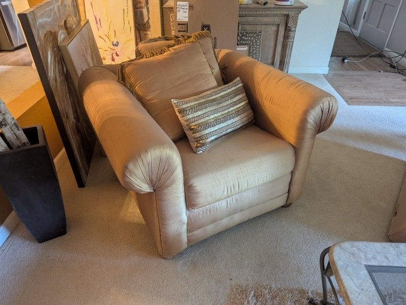 2 Matching Oversized Gold Chairs