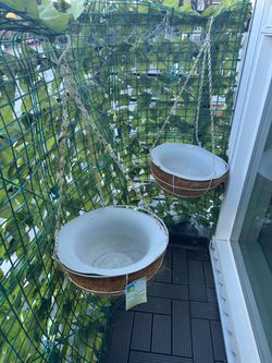 Set of 2 Hanging Planter Baskets with Coco Liners