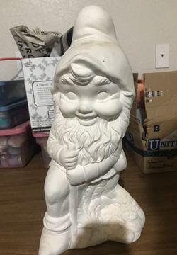 Ceramic pieces ready to paint thermometer/ gnome