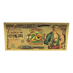 24k Gold Plated, Roronoa Zoro (One Piece) Bill/Banknote, Anime 20th Anniv.