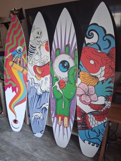 Rare Pop Art Wood Wall Art Surfboards Long Story must see Skateboard