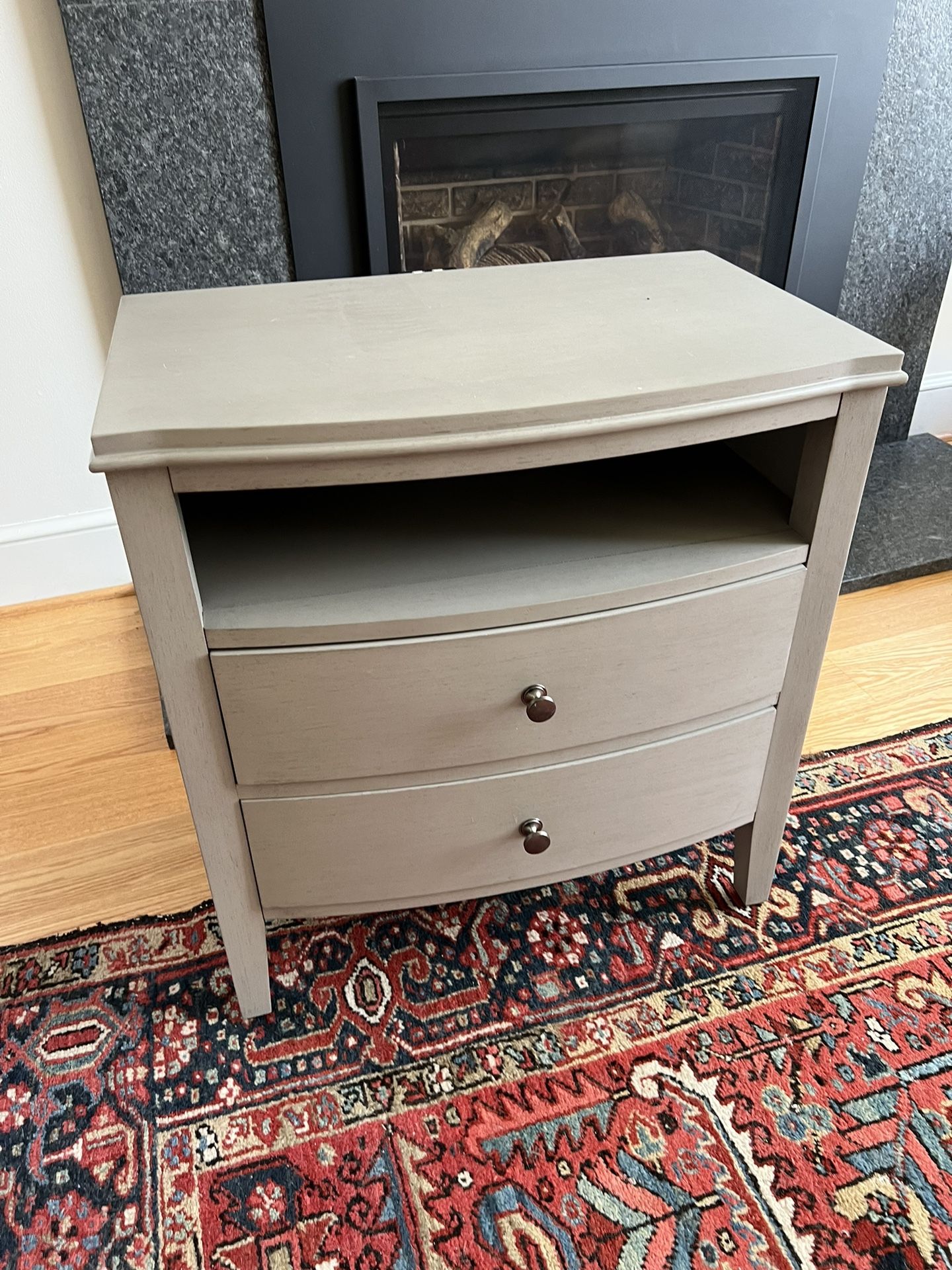 Grey Corded End Table Cabinet 