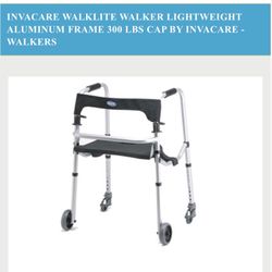 Invacare Walk Lite Lightweight Walker With Seat + Foldable + Dual Assy To Fold 