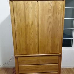 Solid Oak Armoire/Entertainment Center