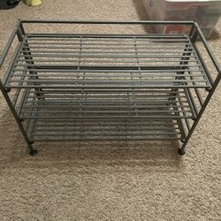 Metal Three Shelf Shoe Rack 