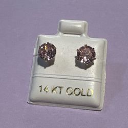 14k Gold Pink Earrings