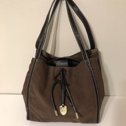 Authentic London Fog Brown Mink Suede Leather Handbag Purse