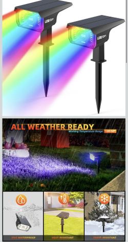 Solar Halloween Lights Outdoor Halloween Decorations Outdoor 2 Pack 40 LED RGB, Color Changing, Solar & USB Powered, IP65 Waterproof, 14 Colors Auto C