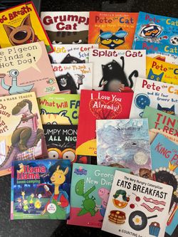 Preschool Age Children’s Book Lot of 21: Splat the Cat, Pete the Cat, Pigeon