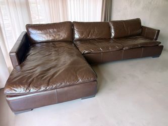 Full Grain Italian Leather Sectional — Down Feather Filled