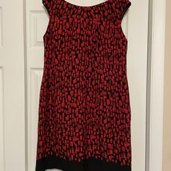 Calvin Klein Red & Black Geometric Dress - Size 14