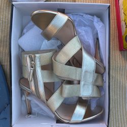 Gold Nine West Heels Size 8