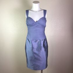 ADRIANA PAPELL BLUE SILK PLEATED COCKTAIL DRESS
