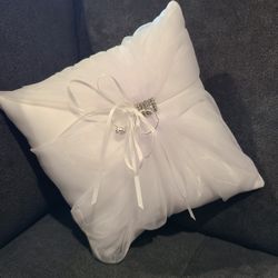 Wedding Ring Bearer Pillow, White