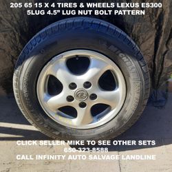 205 65 15 X 4 Tires & Wheels Off Lexus ES300 With 5lug 4.5" Lug Nut Bolt Pattern. 