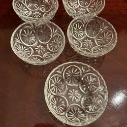 Vintage Glass Dishes  Set Of 5
