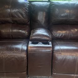 Ashley leather loveseat electric recliners