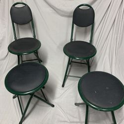 Folding stools with padded seat and backrest