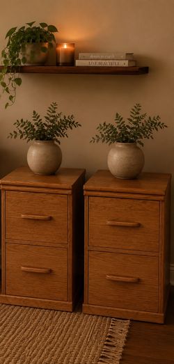 Pair of Wood 2-Drawer filing cabinets