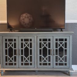Antique Teal TV Stand/ Accent Cabinet