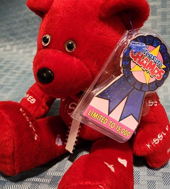 SUGAR KISSES Red Plush Embroidered Bear Limited Edition Love & Kisses