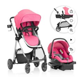 Used Pink baby stroller and careset combo 6 in 1