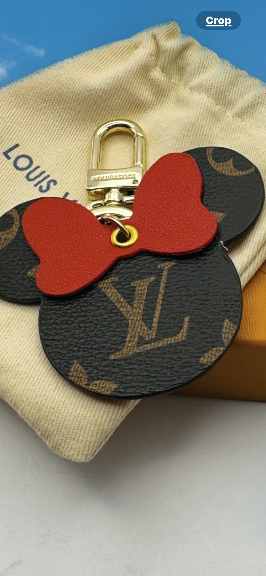 New Monogrammed Cute Red Mouse Vacation Bag Charm / Keychain With Bag & Box