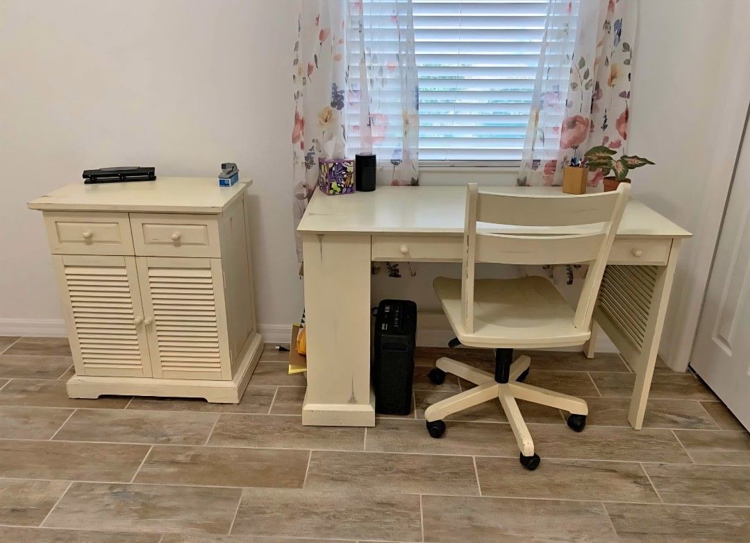 Desk And Printer Cabinet Set