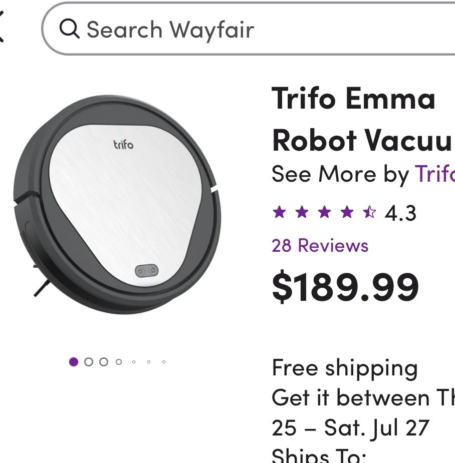 Brand New Trifo Emma-S Robot Vacuum Cleaner,4000 Pa Super-Strong Suction,Wi-Fi Connectivity