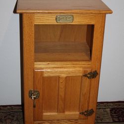 Vintage Oak White Clad Ice Box Style Cabinet | 29”H x 16”W x 12.5” D | Local Pickup Only
