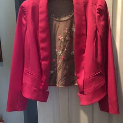 Trina Turk Jacket 8-10 New.&cashmere Top W/embr Mesh Top