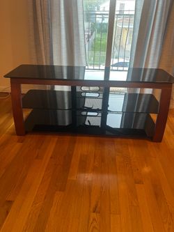 Modern 3-Tier Glass and Wood TV Stand (Bayonne, NJ)