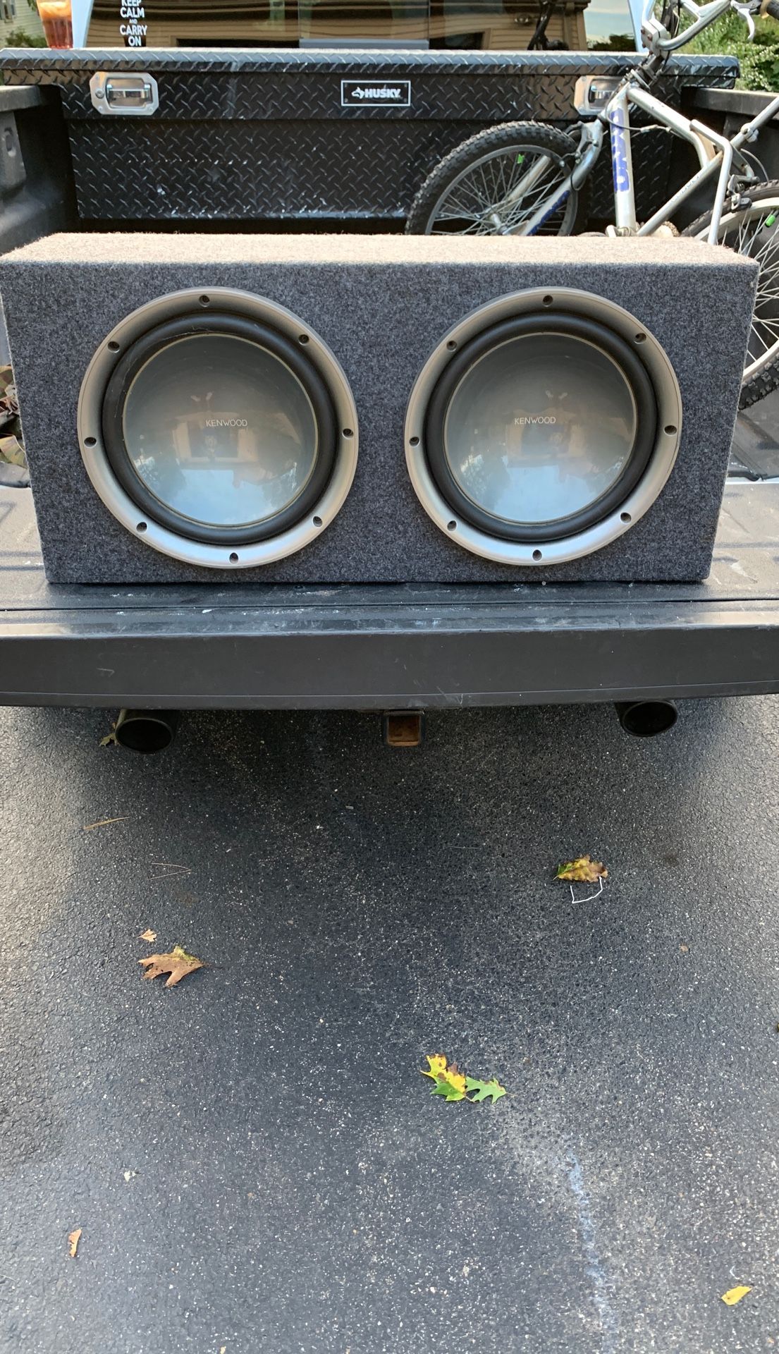 (2) 12” Kenwood Subwoofers and box. Small crack in right speaker. Still work great.