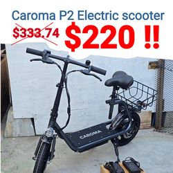 Caroma Electric Scooter with Seat for Adults, Max 30Miles Ranges & 20Mph, 500w Motor, 14" Tire Foldable E-Scooter with Basket for Pets & Cargo, 300lbs