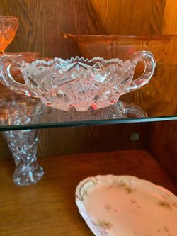 Clear Cut Crystal Double-Handled Serving Bowl