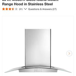 36 in. Modern Glass Island Mount Range Hood in Stainless Steel
