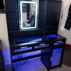 Vanity Desk With Mirror & LED Lights 