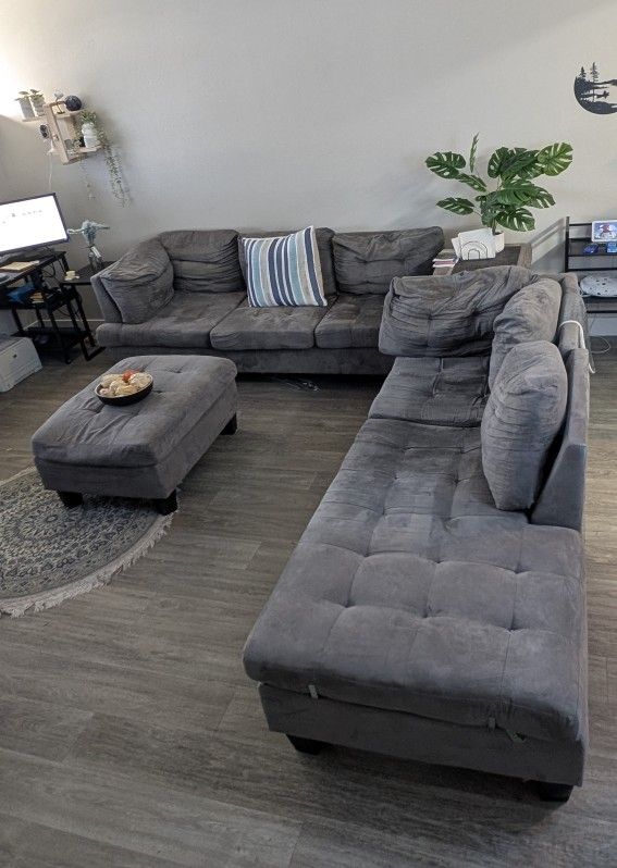 Micro Suede L Shaped Sectional Sofa Couch