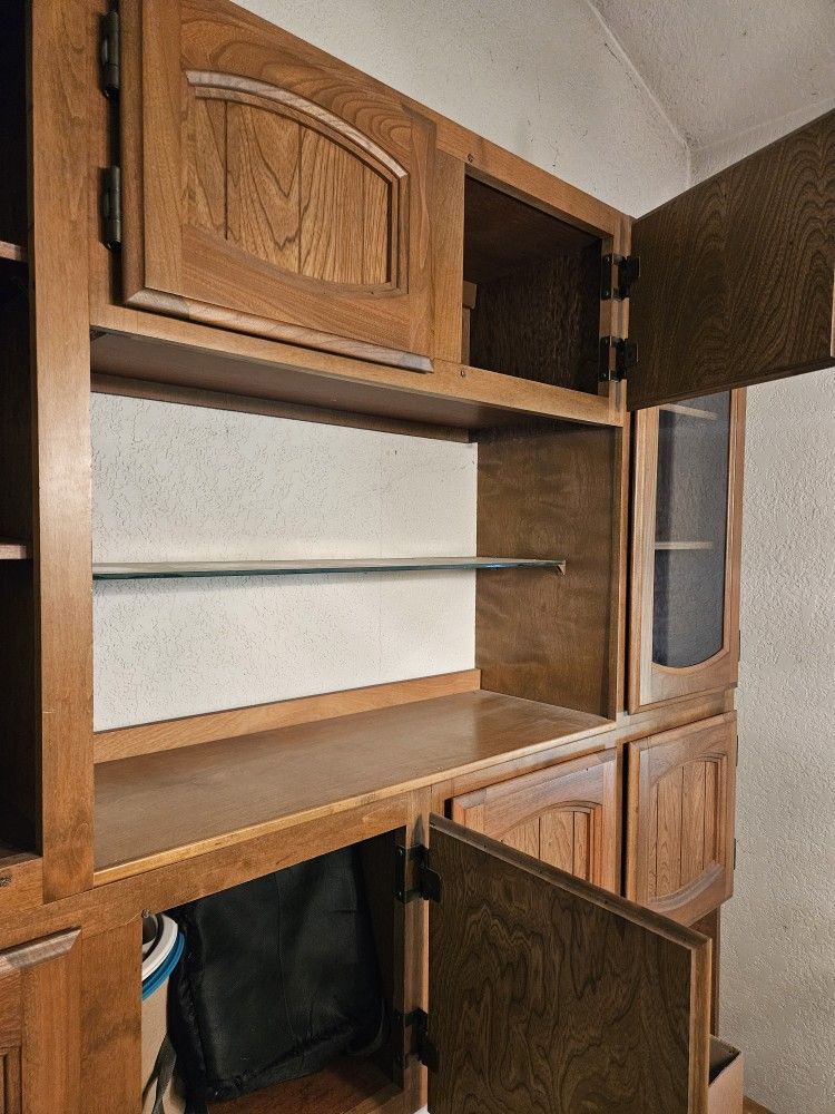 Hutch With Glass Doors And Shelf