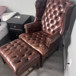 FREE Midcentury Modern Leather Chair & Ottoman