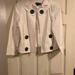 White Vintage Jacket Black Buttons 