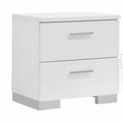 White 2-Drawer Nightstand Bedside Table