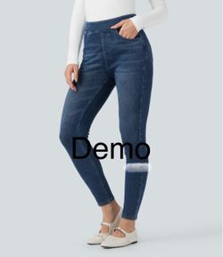 Halara Flex™ High Waisted Denim Casual Leggings with Pockets (Large; Regular)