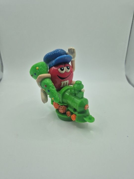 Red M&M Riding Green Train M&M Christmas Train Series 1 Car Toy